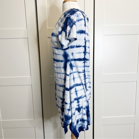 Fresh Produce Blue Tie Dye Handkerchief Hem Tee L - Picture 2 of 3
